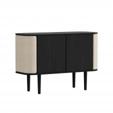 Treasures 2 Door Cabinet in Black Oak | White Sands