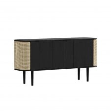 Treasures 3 Door Cabinet in Black Oak | Venetian Cane