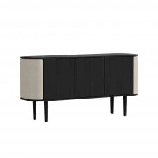 Treasures 3 Door Cabinet in Black Oak | White Sands