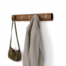 Flip 5 Hook Coat Rack | Light Walnut/Warm Gold