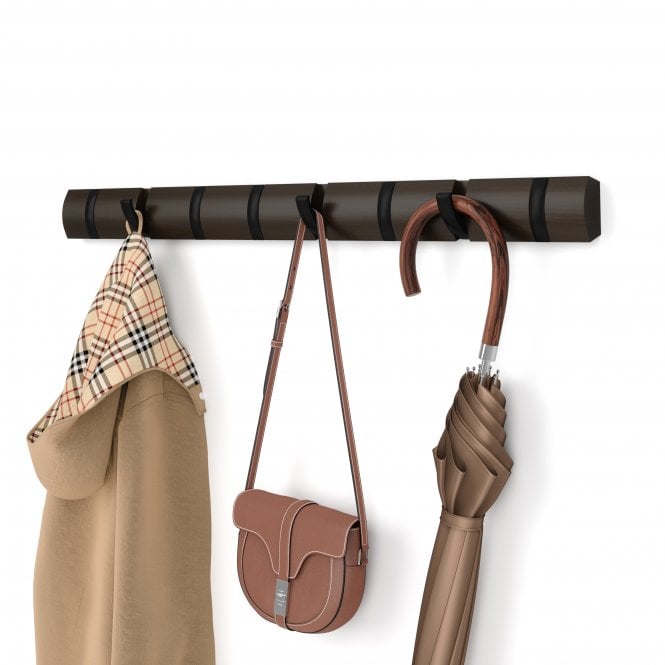 Umbra Flip 8 Hook Coat Rack | Black/Walnut