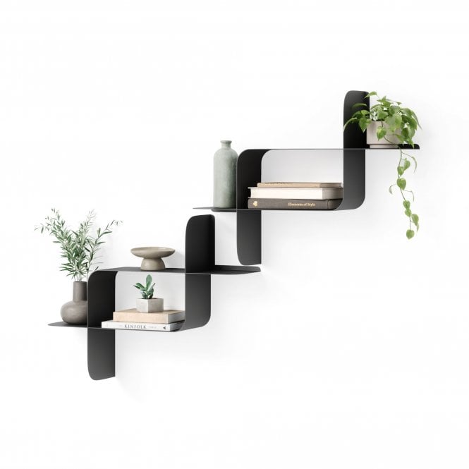 Umbra Montage Metal Wall Shelf | Set of 2 | Black