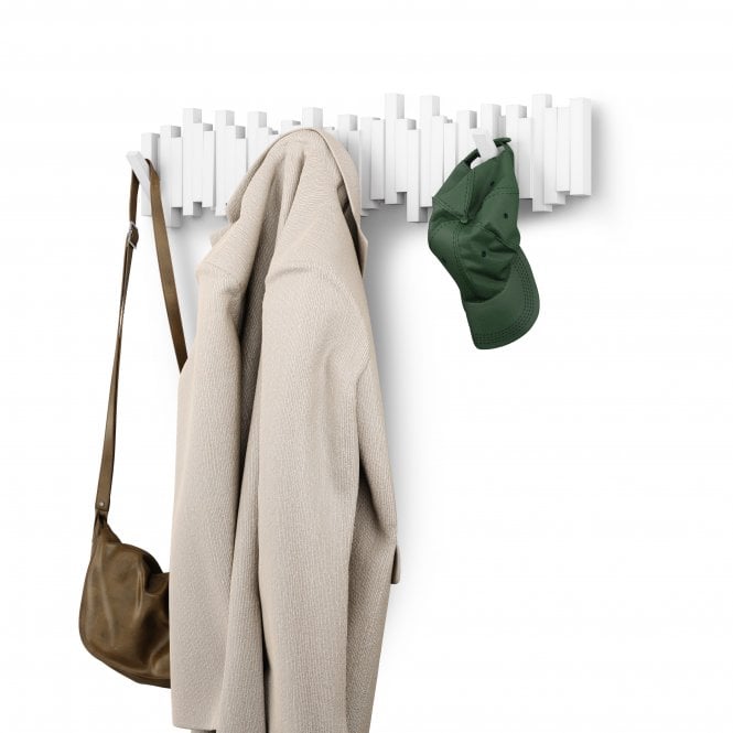 Umbra Sticks Multi Hook Wall Rack  | White | 8 Hooks