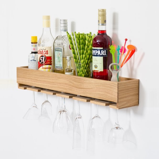 Wireworks Cookhouse Glass Holder & Shelf | Natural Oak