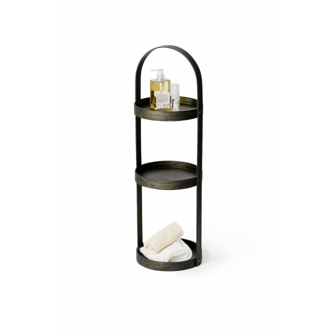 Wireworks Mezza 3 Tray Round Bathroom Caddy | Dark Oak