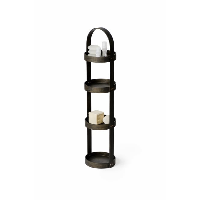 Wireworks Mezza 4 Tray Round Bathroom Caddy | Dark Oak
