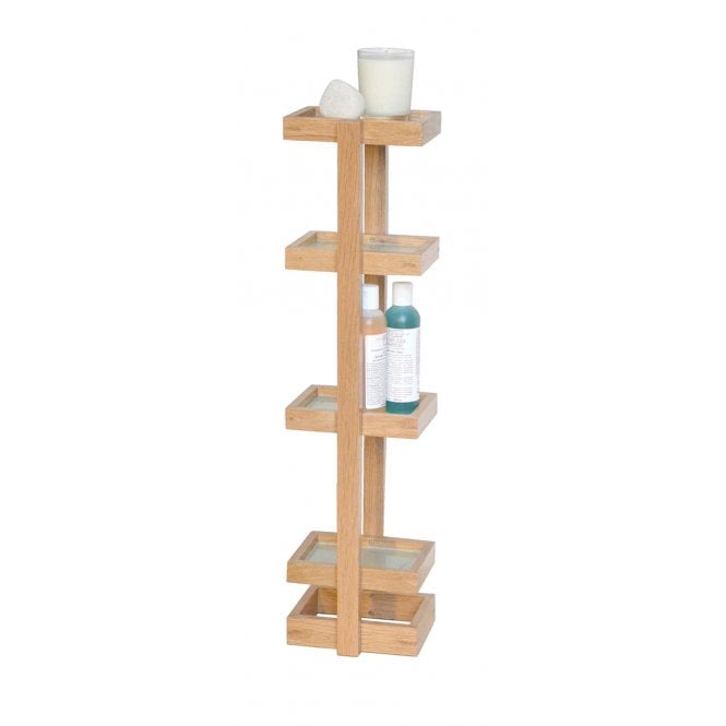 Wireworks Mezza Four Shelf Bathroom Washstand | Oak