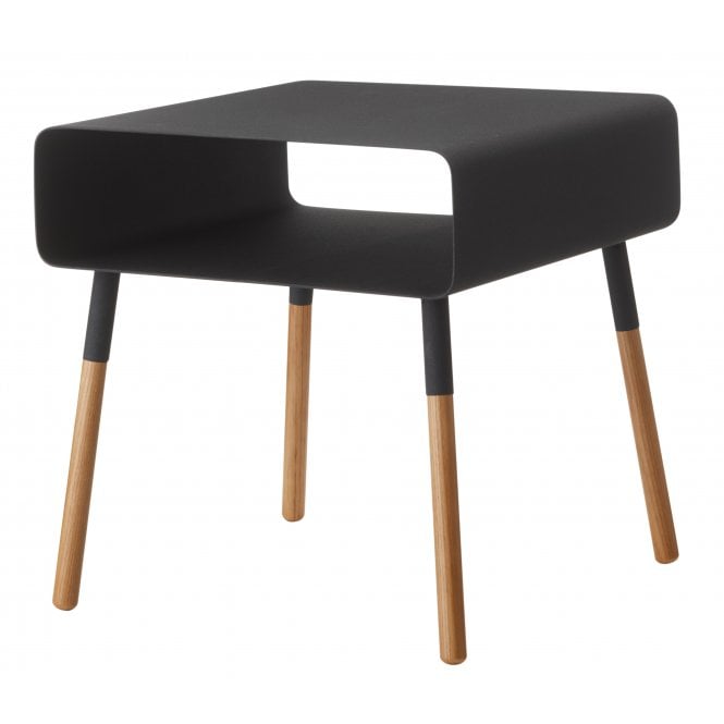Yamazaki Low Side Table with Storage Shelf | Black