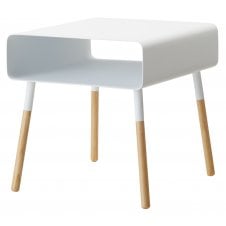 Low Side Table with Storage Shelf | White