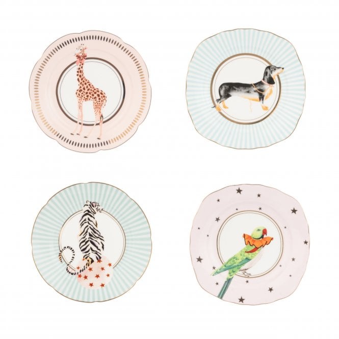 Yvonne Ellen Animal Bone China Tea Plates | Round | Set of 4